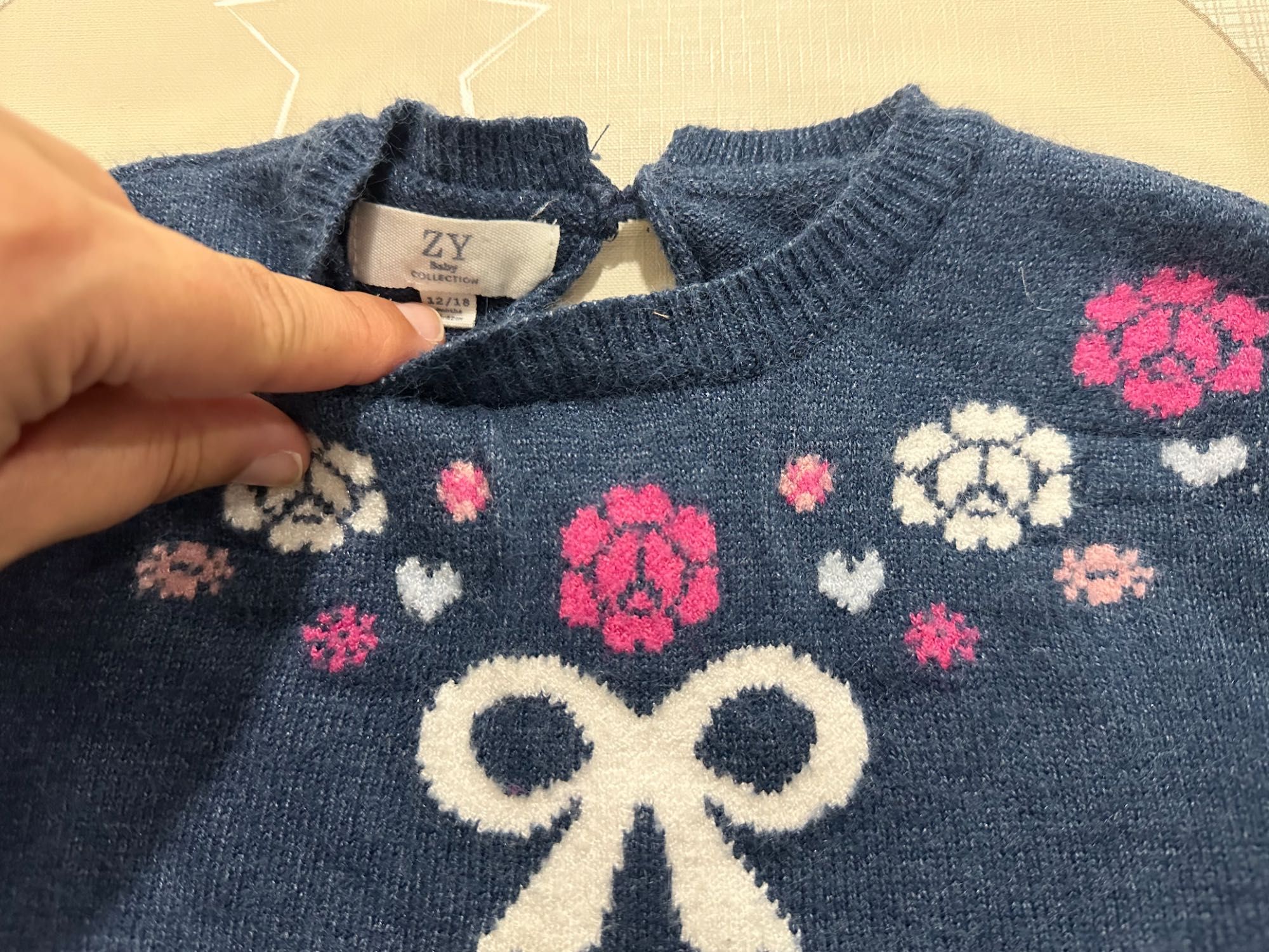 Camisola Quentinha Azul Flores Rosa/Branco (12-18M) Zippy