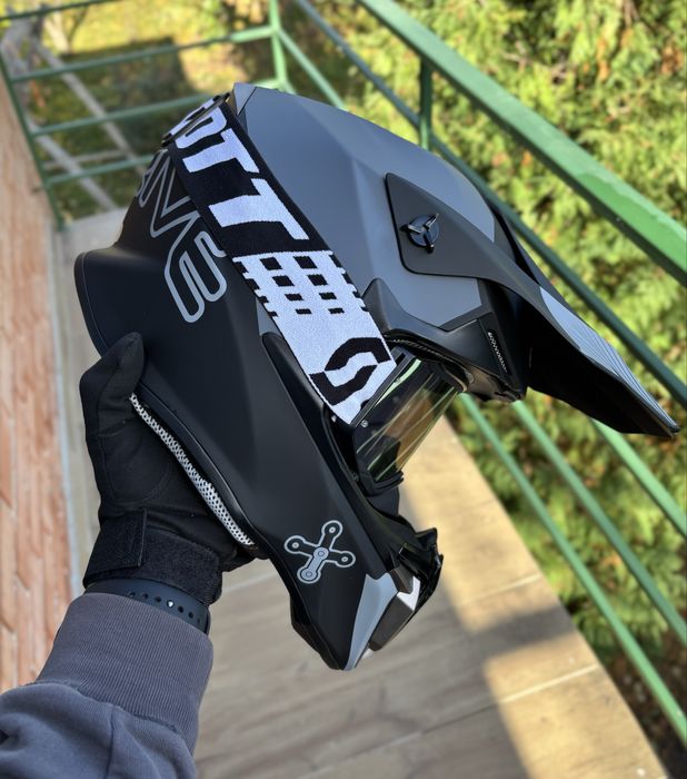 Мото Шолом кросовий Enduro Exdrive FOX MT LS2 чорний сірий якісний orz