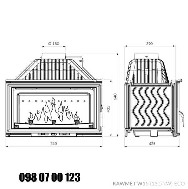 Камінна топка камін KAWMET W15 (13.5 kW) ECO В наявності Львів Монтаж