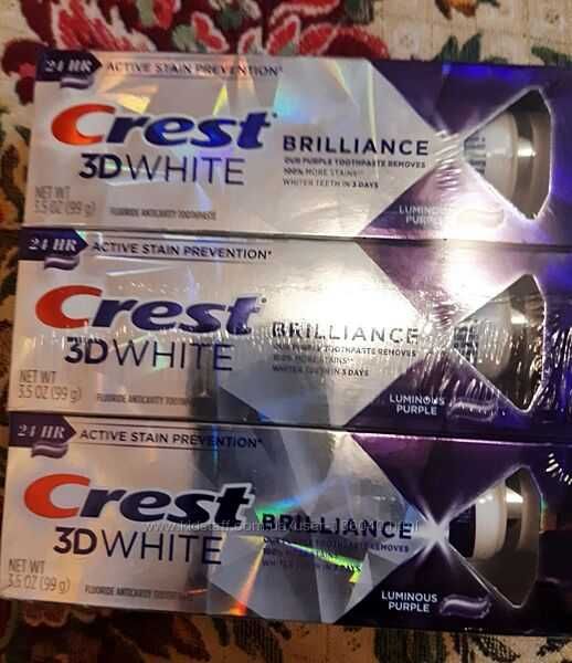 Фиолет от жёлтого отбеливание зубов Crest 3D Brilliance LUMINUOS PURPL