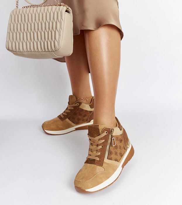 Brązowe sneakersy na koturnie Knoxville