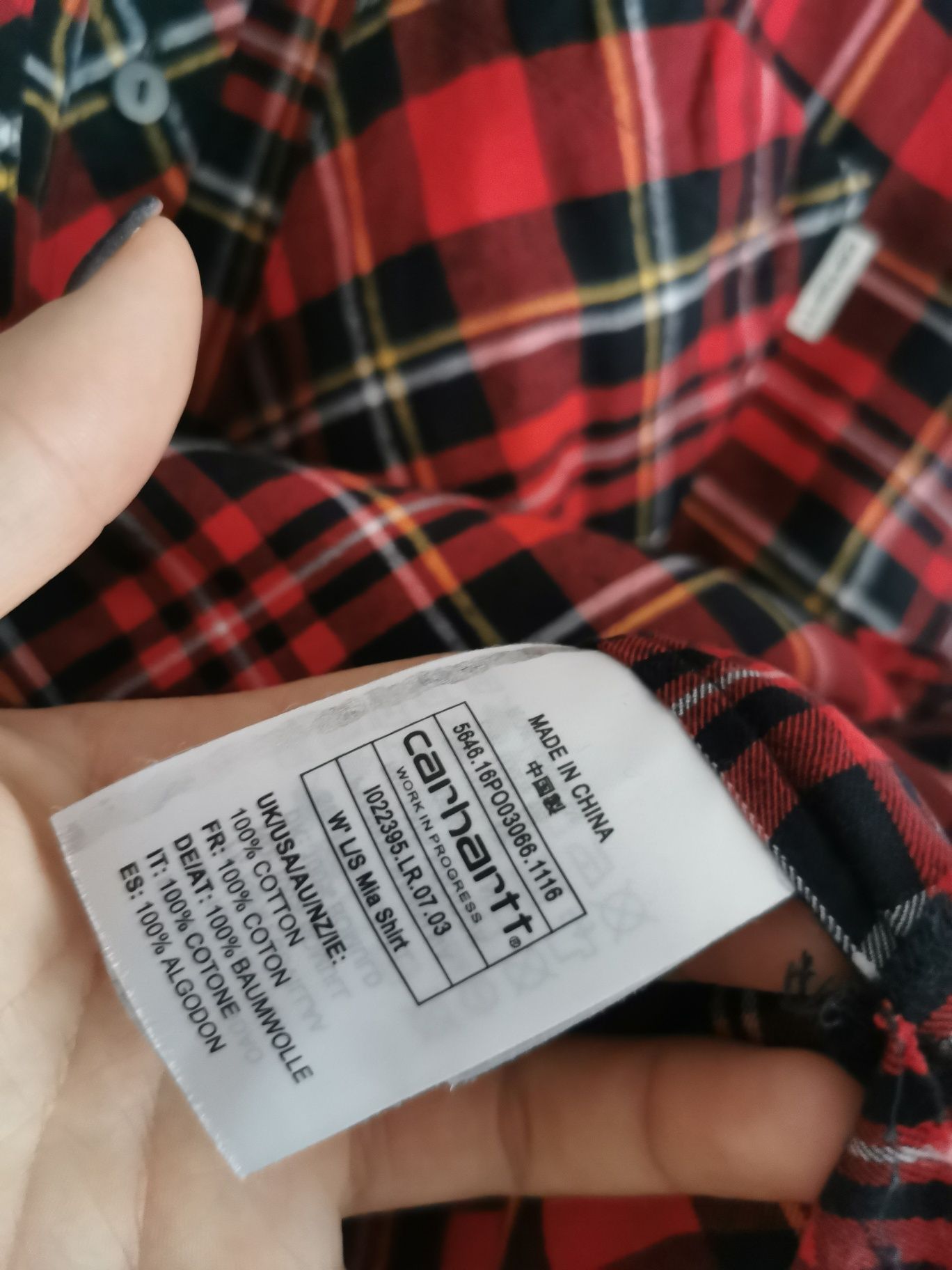 Carhartt koszula w kratkę damska bawełniana oversize
