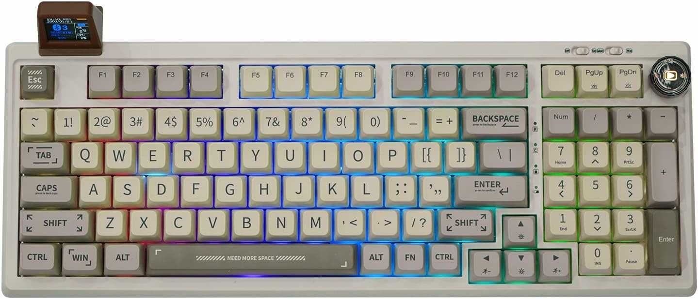 Epomaker RT100 Retro White 95% US ASNI бездротова механічна клавіатура