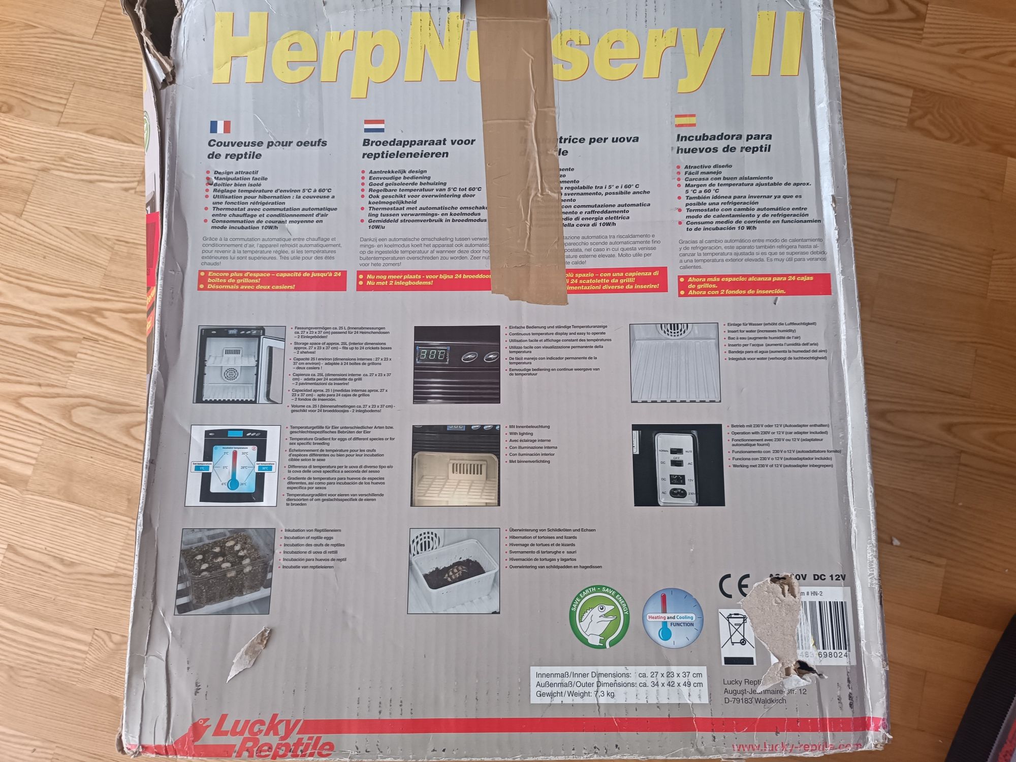 Inkubator Herp Nursey II Lucky Reptile 5-60 stopni lodówka 12V peltier