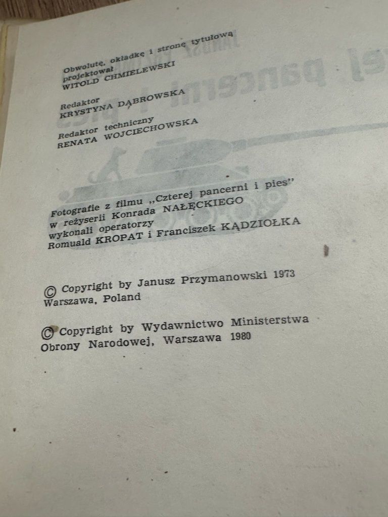 Książka Czterej pancerni i pies Janusz Przymanowski  1980