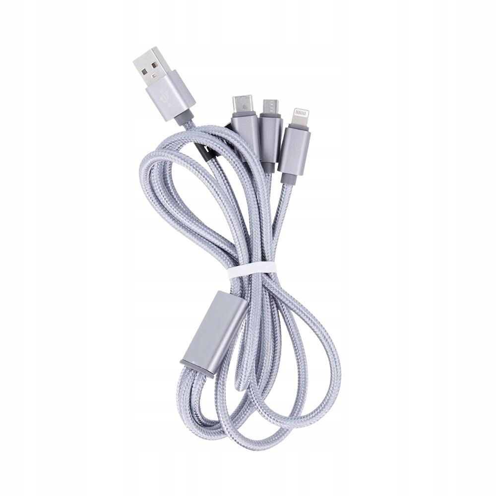 Szybki Kabel 3W1 Lightning / Micro Usb / Typ-C