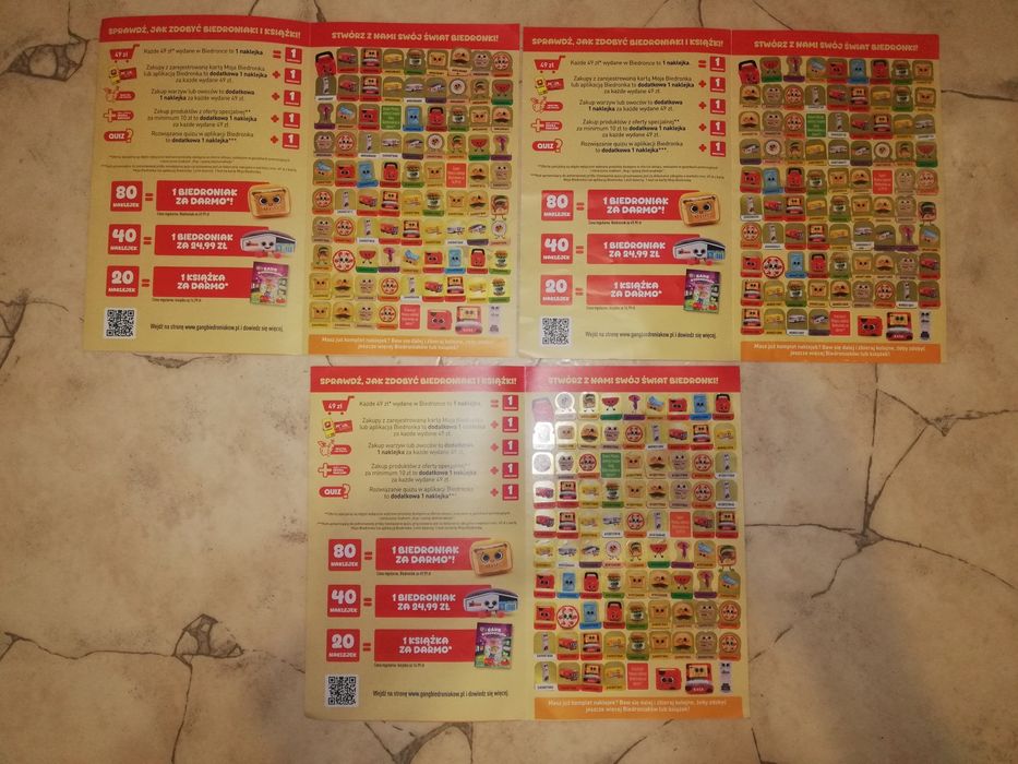 Biedroniaki-naklejki 3 komplety  (240) naklejek