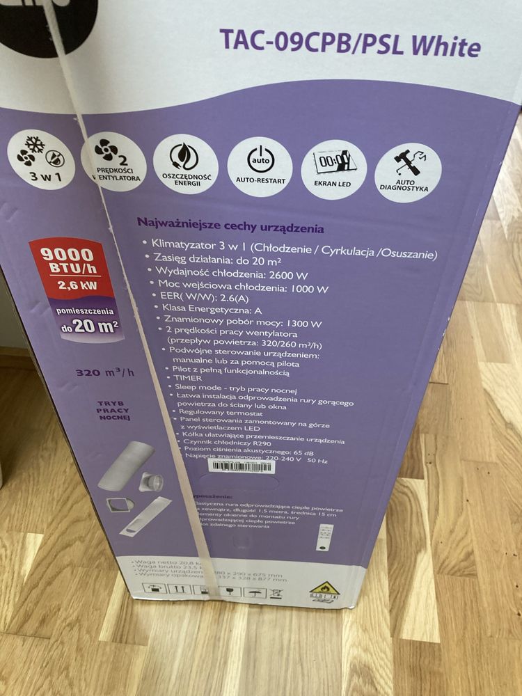Osuszacz powietrza/klimatyzator przenośny LIN TAC-09CPB/PSL White