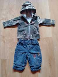Bluza z kapturem i spodnie dżinsowe dla chłopca r. 3-6 m-cy 62-68 cm