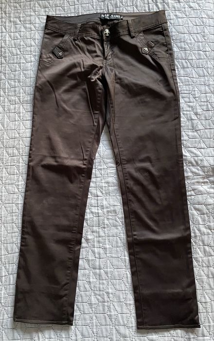 Spodnie rurki, biale, brązowe, czekoladowe, 2 pary, rozm 38 M