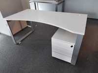 Biurka do biura białe solidne z boxem na kluczyk