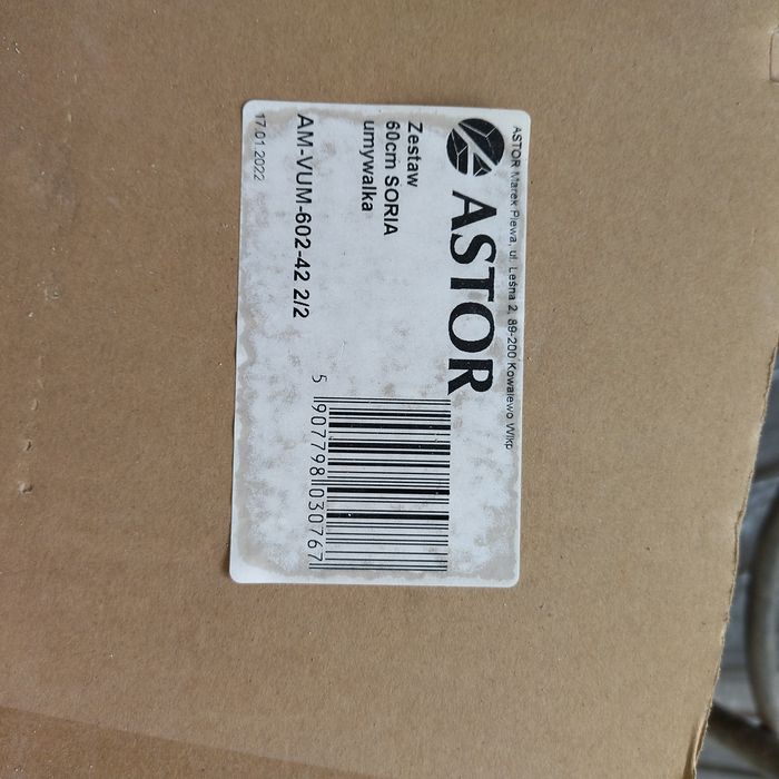 Nowy komplet SORIA biała wisząca szafka z umywalką 60 cm