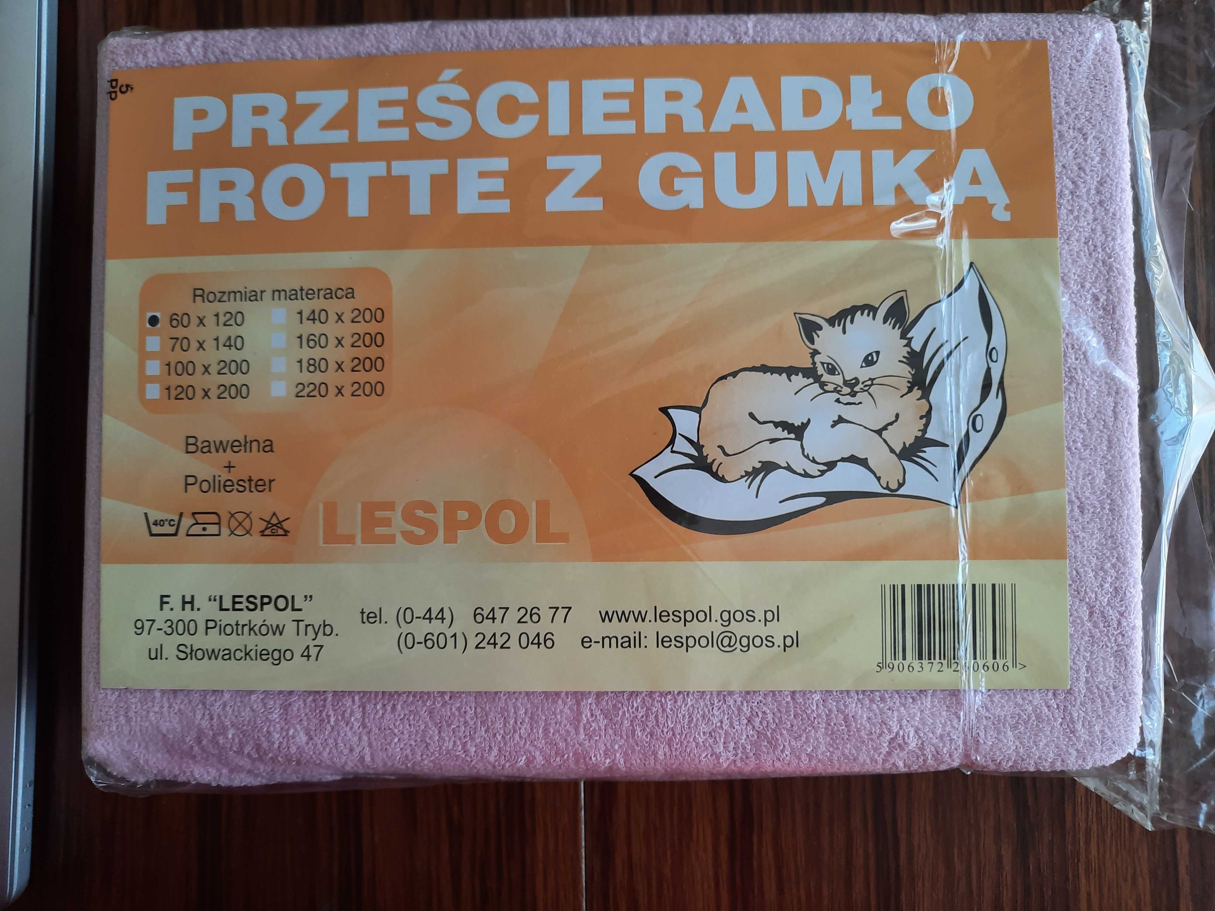 Prześcieradło frotte 60x120