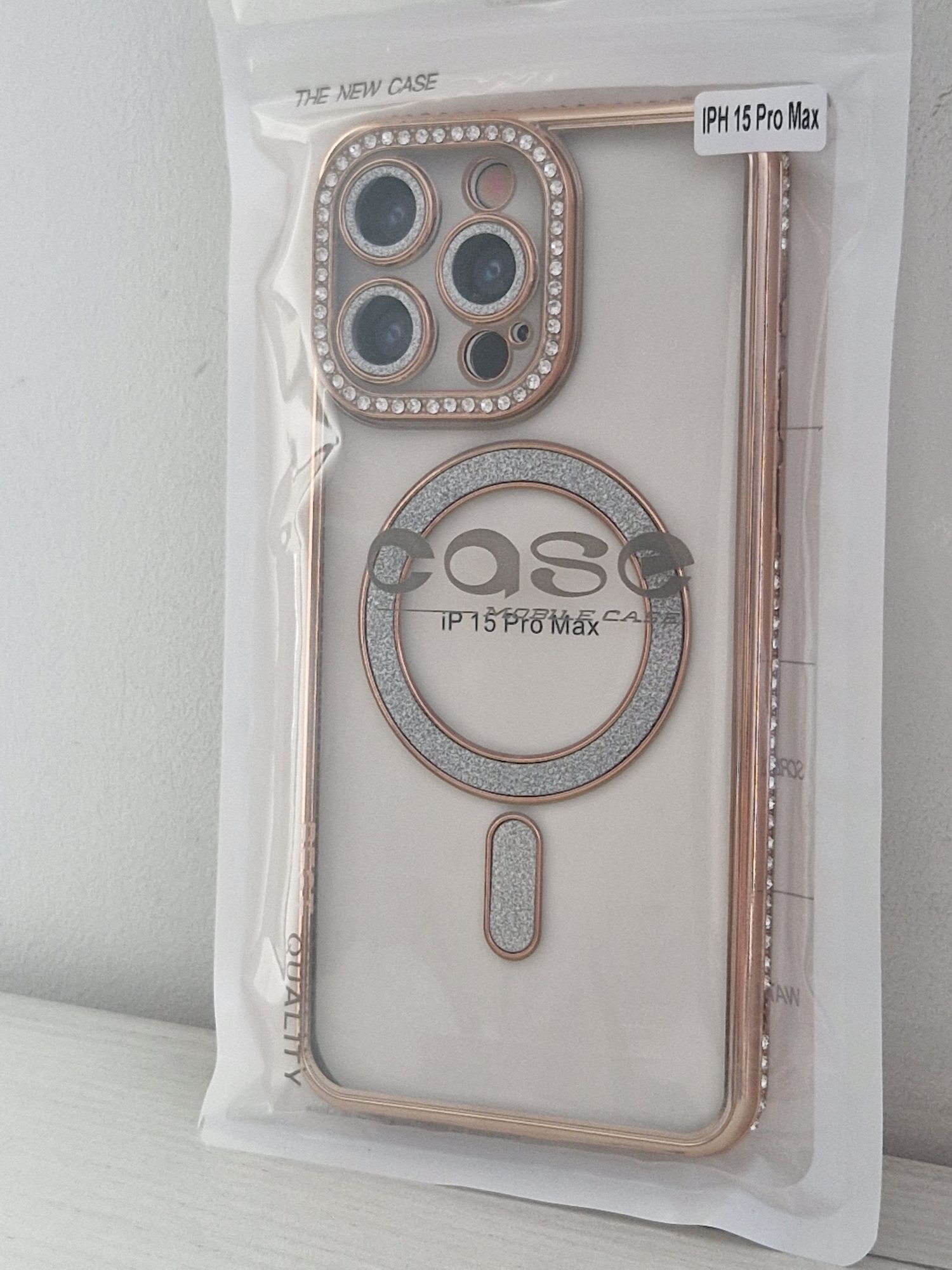 Bling Magsafe Case do Iphone 15 Pro Max złoty