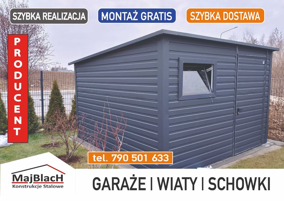 Mały | GARAŻ BLASZANY |Domek Ogrodowy| SCHOWEK | Altana– Maj-Blach