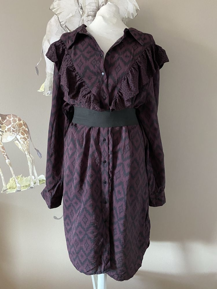 Sukienka z wiskozy koszulowa plus size 54 marka ZIZZI