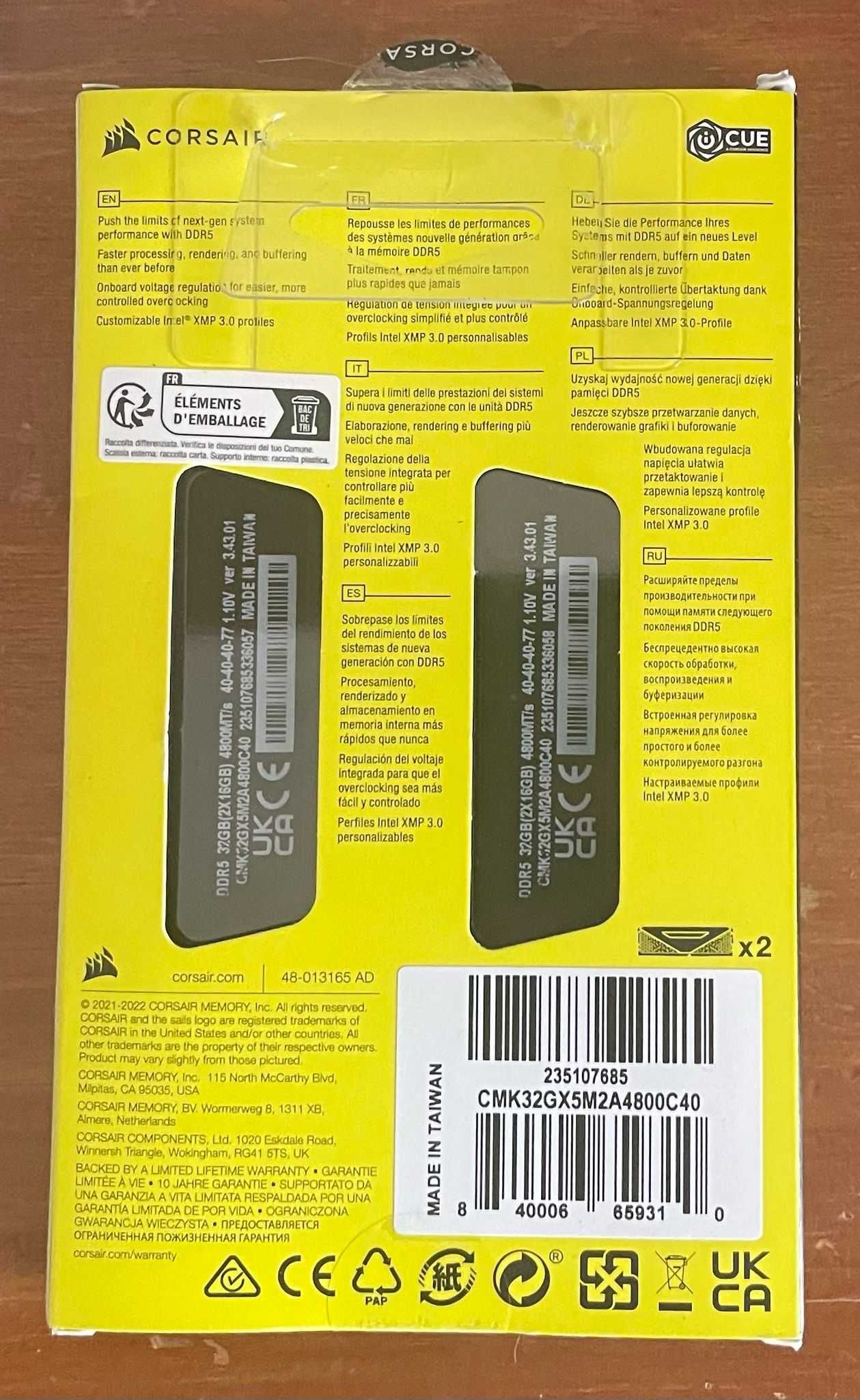 CORSAIR VENGEANCE DDR5 32GB (Mémoria RAM)