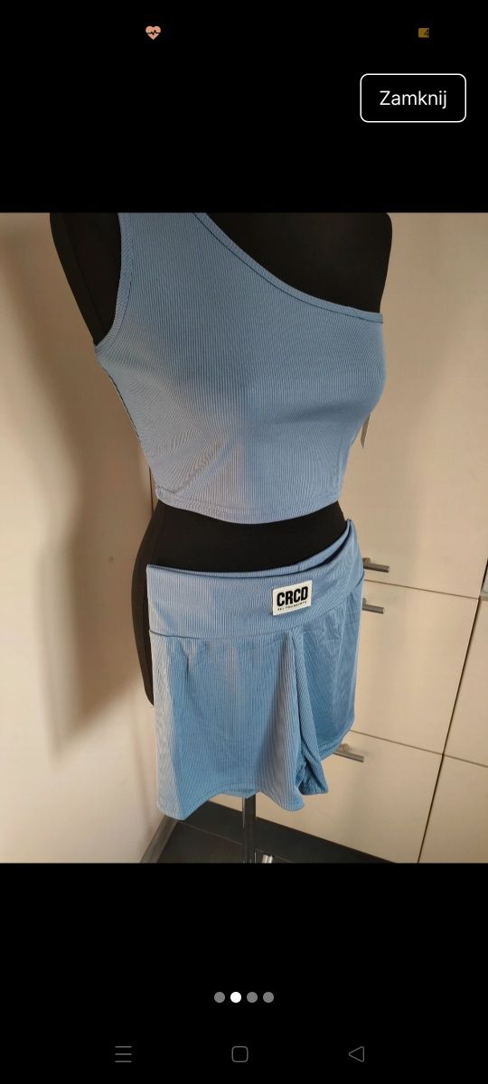 Komplet zestaw sportowy niebiesko-szary prążkowany rozmiar l Na XL