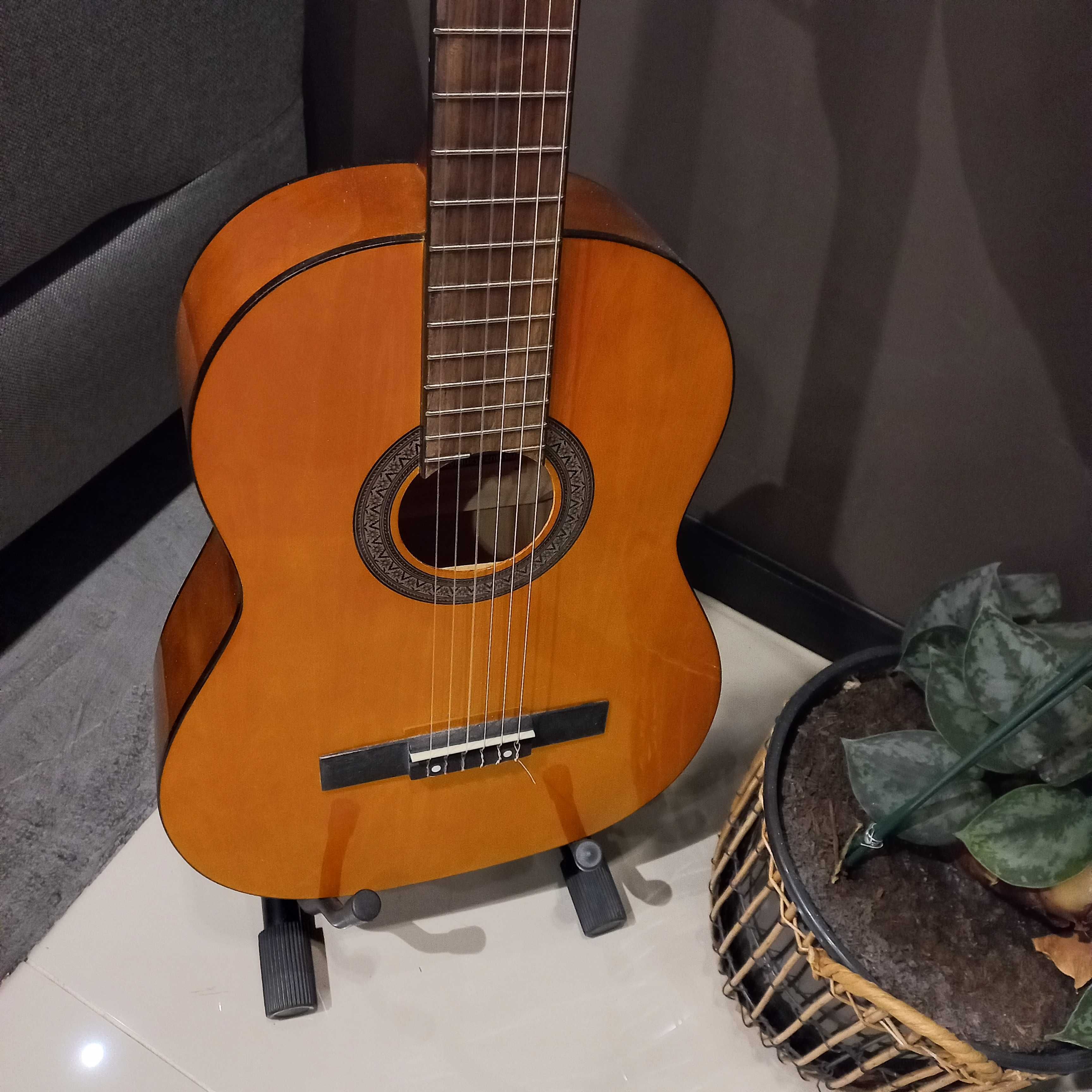 Gitara wraz ze stojakiem i stroikiem