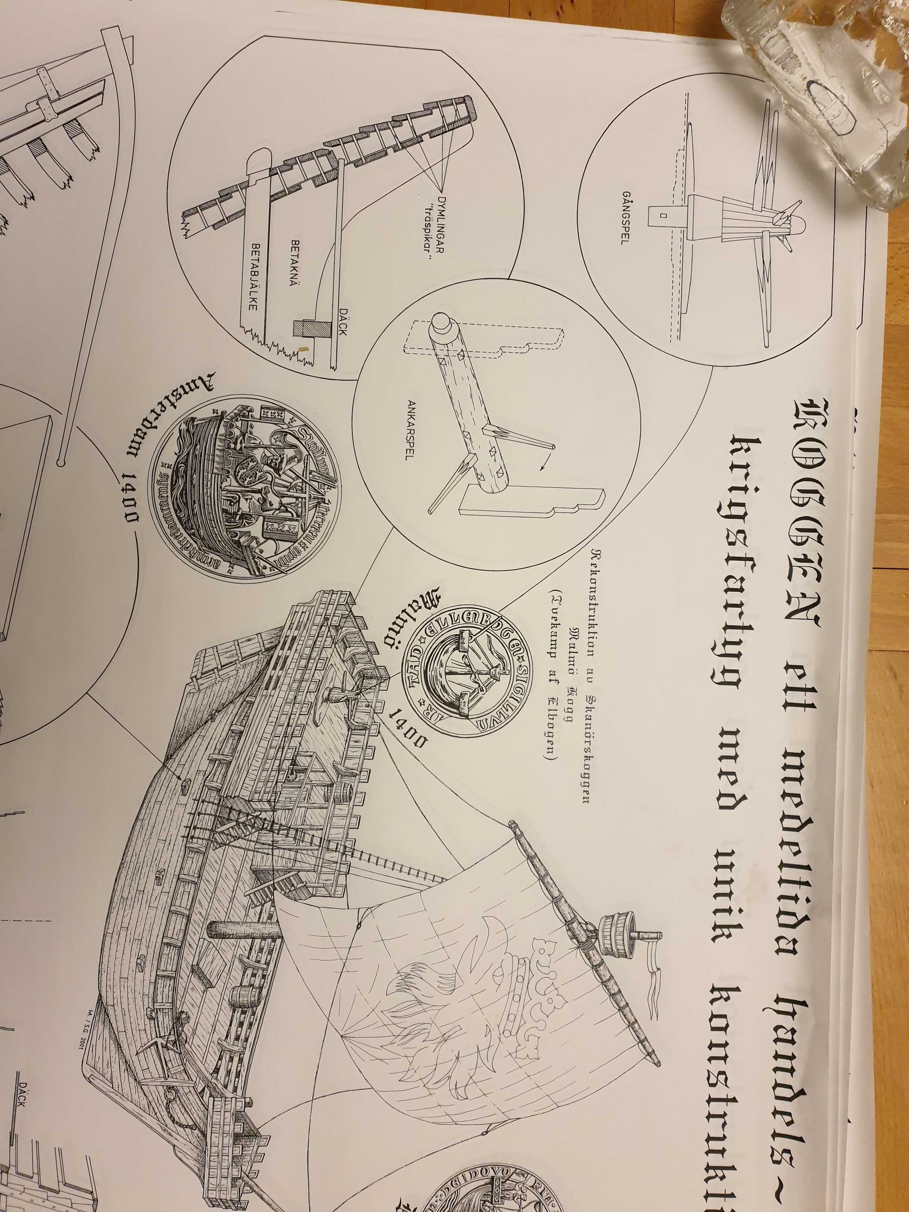 Plakat szwedzki Koggen, koga, statek sredniowieczny