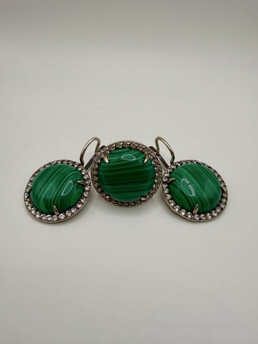 Срібний набір з малахітом 925