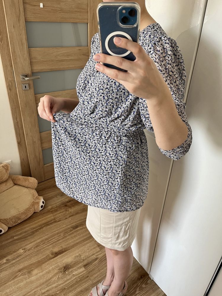 Bluzka tunika ciążowa w drobne kwiatki H&M Mama rozmiar L 40