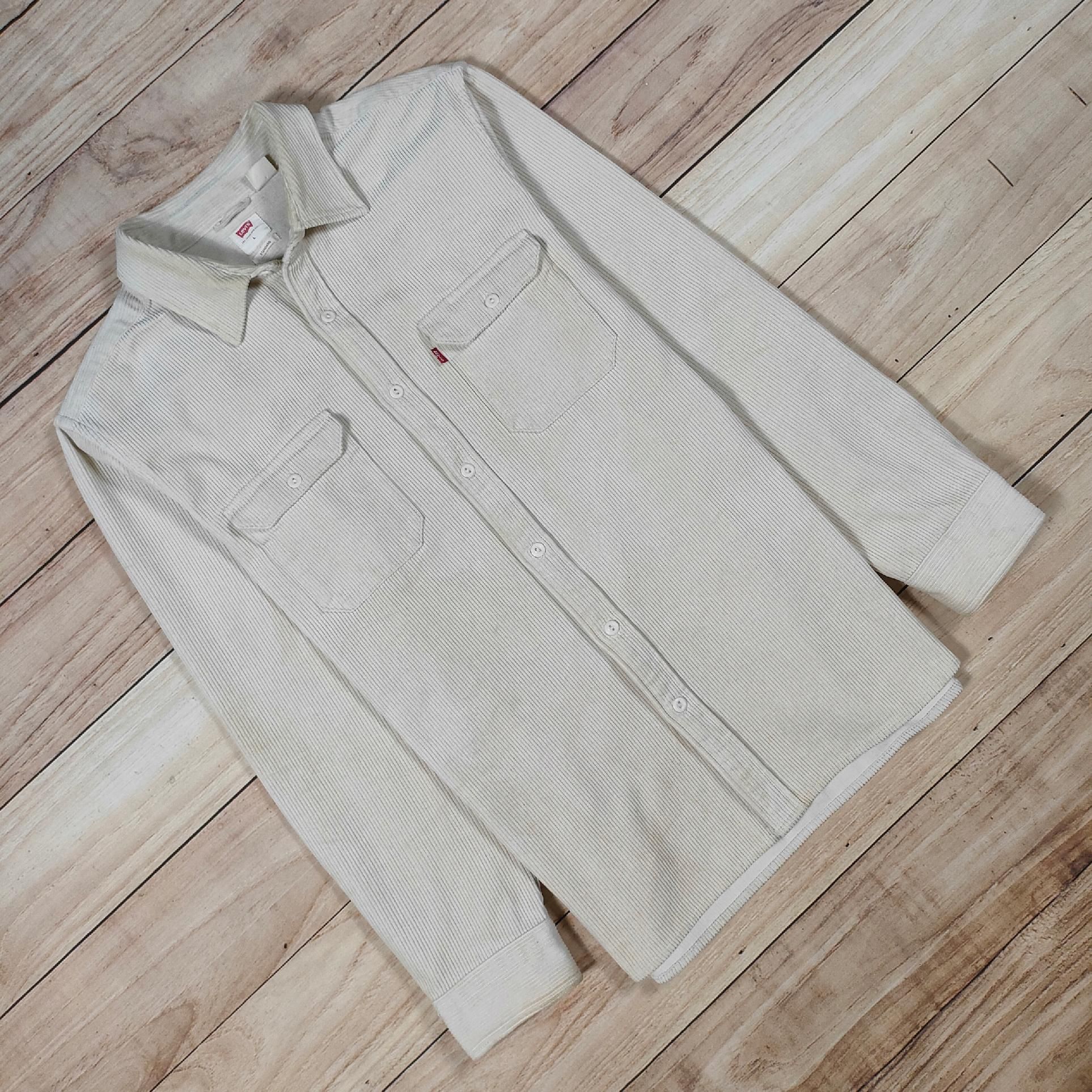 LEVI'S Koszula Męska Sztruks Beżowa Logowana r. L
