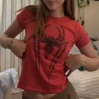 Czarna koszulka crop top spider Man