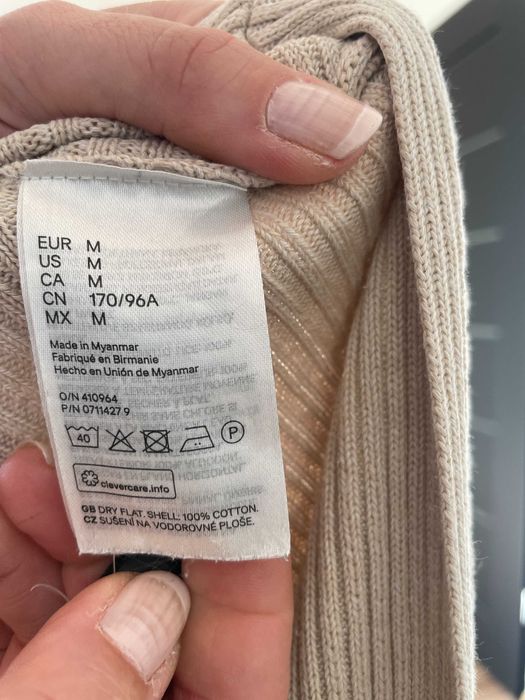 Bawełniany sweter kremowy nietoperz oversize H&M 38