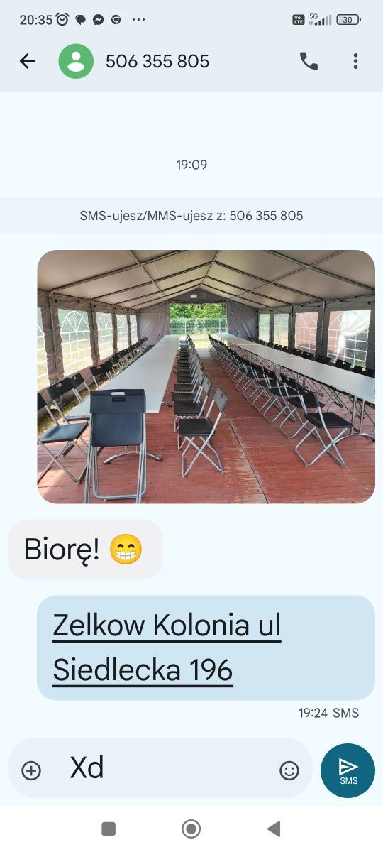 Namioty, krzesla , stoly, nalewaki , zestawy biesiadne, scena