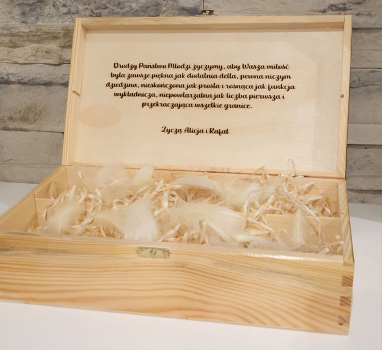 Skrzynka na 2 wina Pamiątka Ślubu Grawer ze zdjęcia Dedykacja