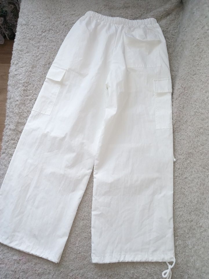 Штани-парашути білі, карго жіночі, мішкуваті штани Shein