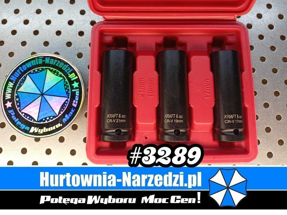 Nasadki udarowe 17mm 19mm 21mm komplet nasadek udarowych długich