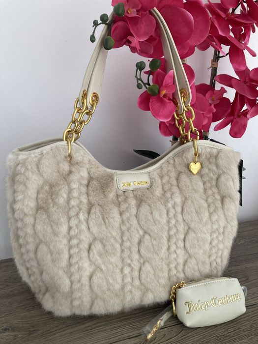 Torebka shopperka Juicy Couture A4 z włosia shopper włosie złote