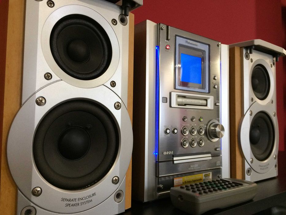 Panasonic SA-PM25 wieża RDS Bi-Amp subwoofer neony 2X50W stan BDB