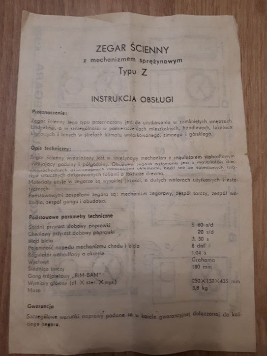 Zegar Metron 1982 rok, po renowacji z instrukcją