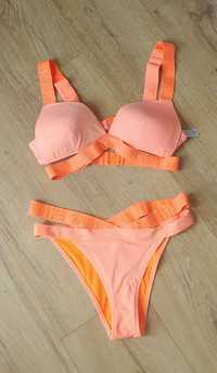 Kostium bikini damskie z paskami pomarańcz