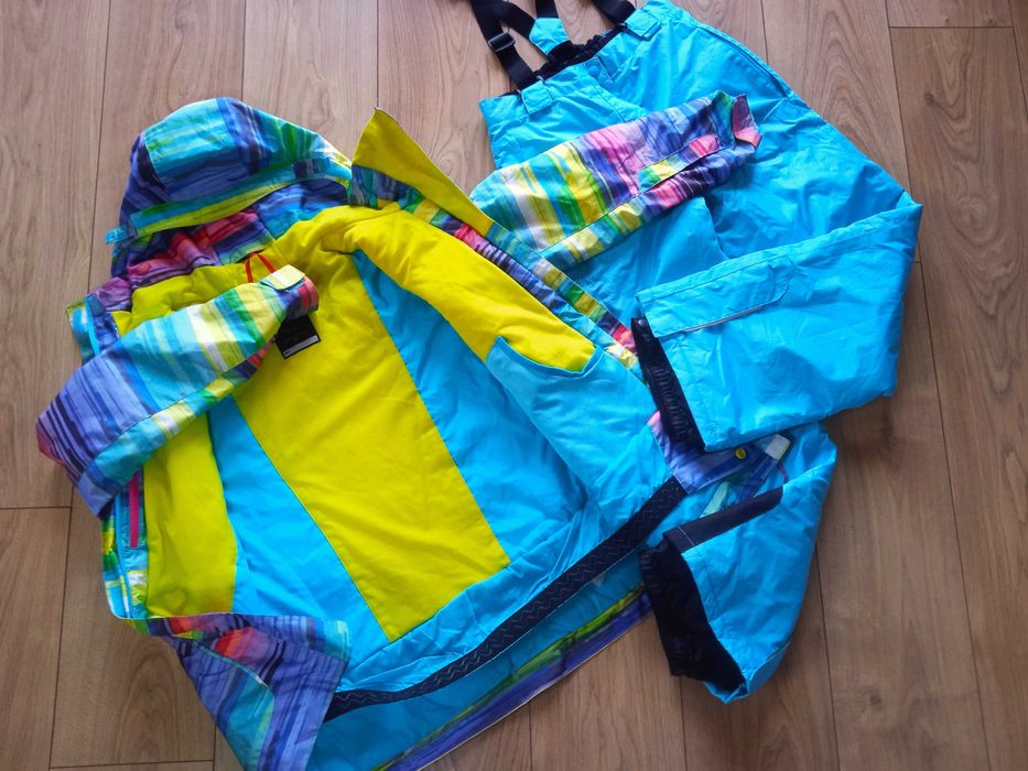 Kombinezon narciarski kurtka Wed'ze spodnie CRIVIT 140/146cm, turkus