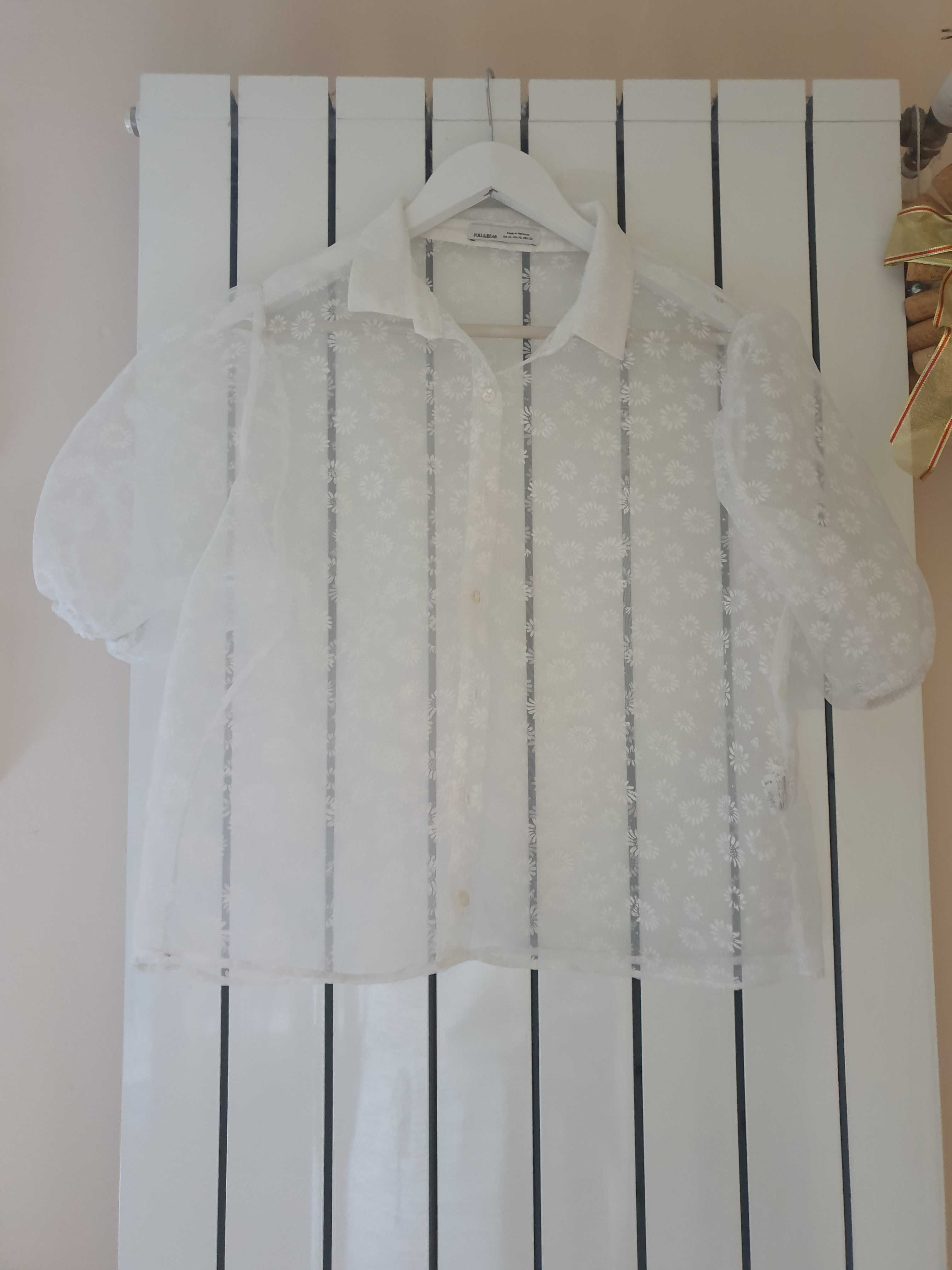 Biała przezroczysta koszula oversize Pull&Bear r. XL