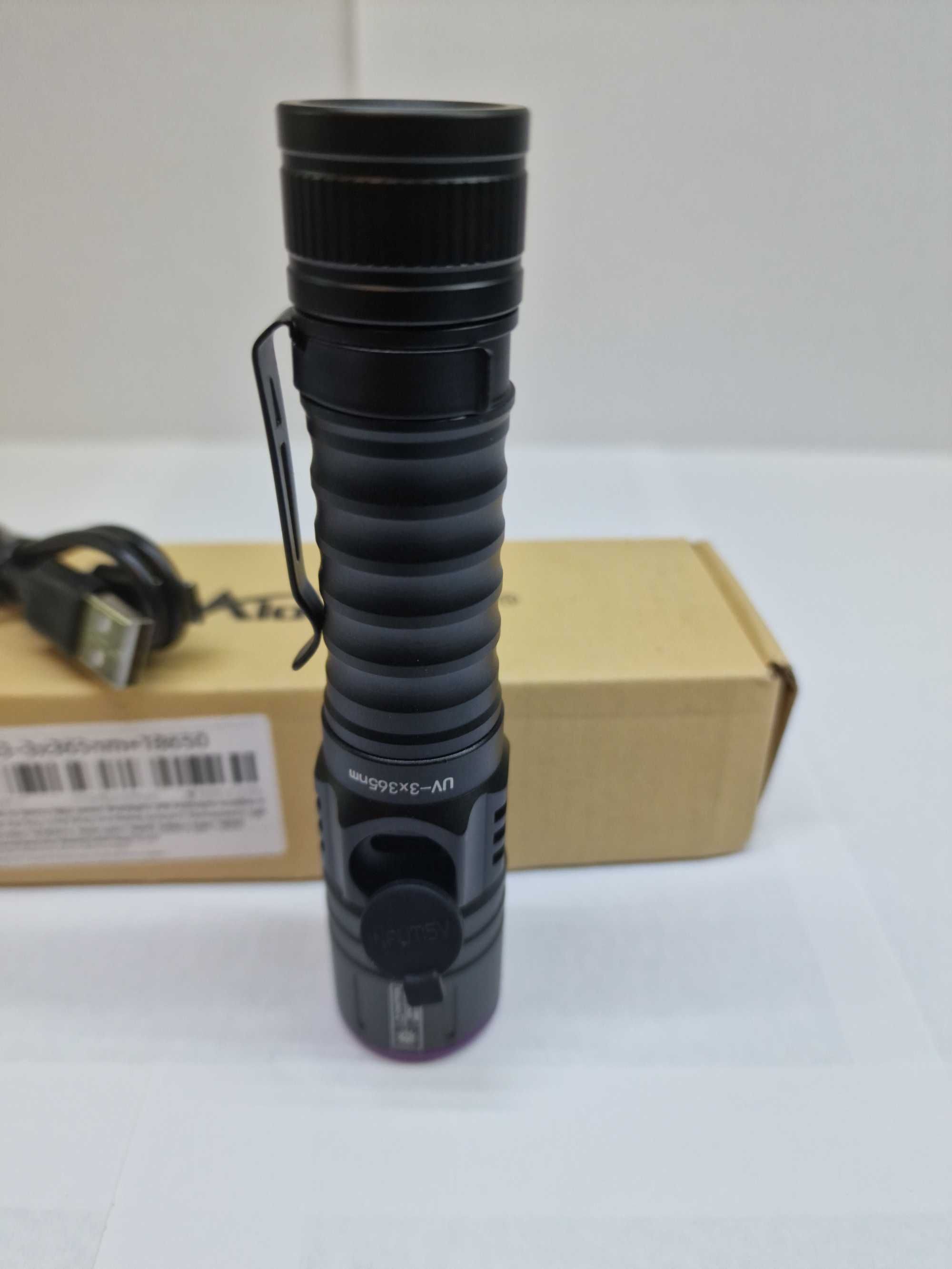 Ультрафиолетовый фонарик 365NM, 15W, 3 LED, аккумулятор 1*18650