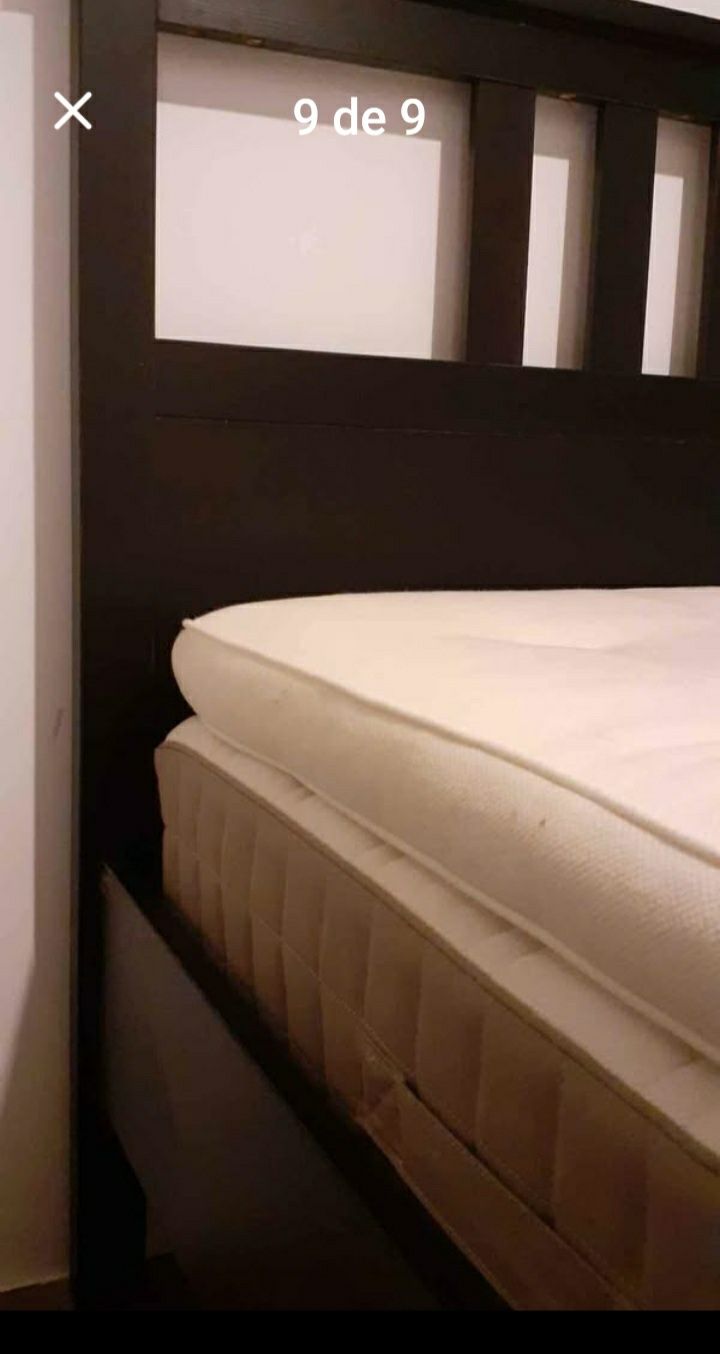 Cama solteiro wengué + colchão + oferta sobre-colchão (IKEA)