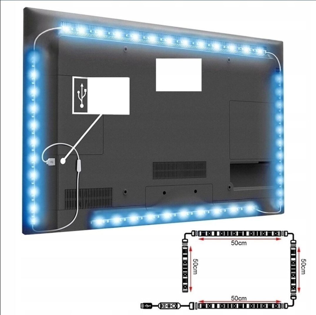 Podświetlenie TV Taśma LED RGB 4x 50 cm USB pilot