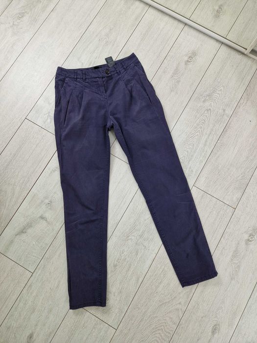 H&M granatowe spodnie chinos bawełniane 34