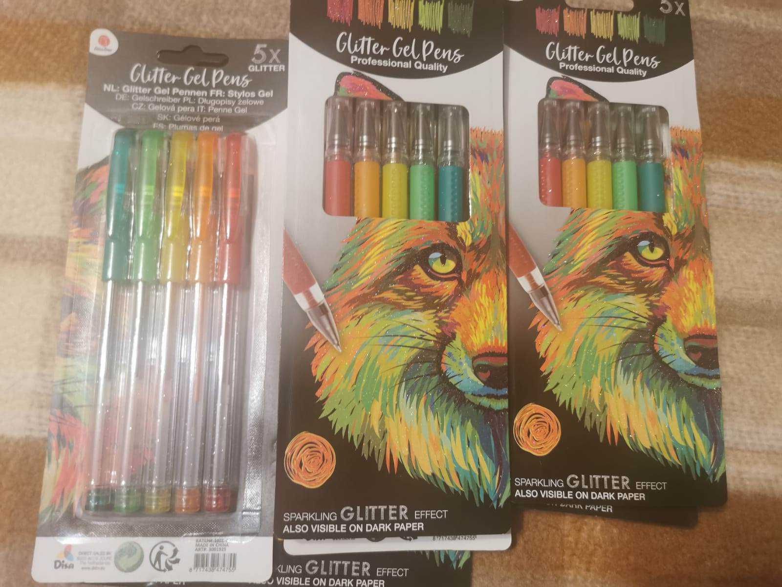 Długopisy Brokatowe Różne kolory 5 sztuk