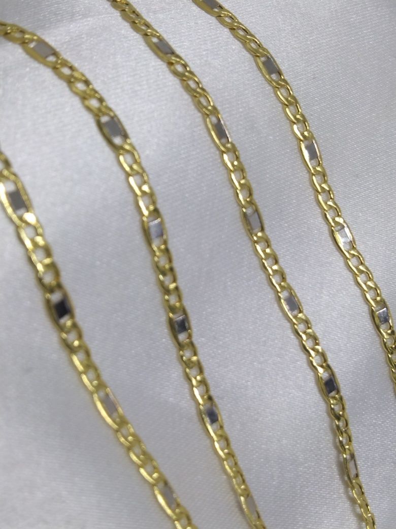 Złoty łańcuszek złoto żółte i białe próby 585, 45 cm