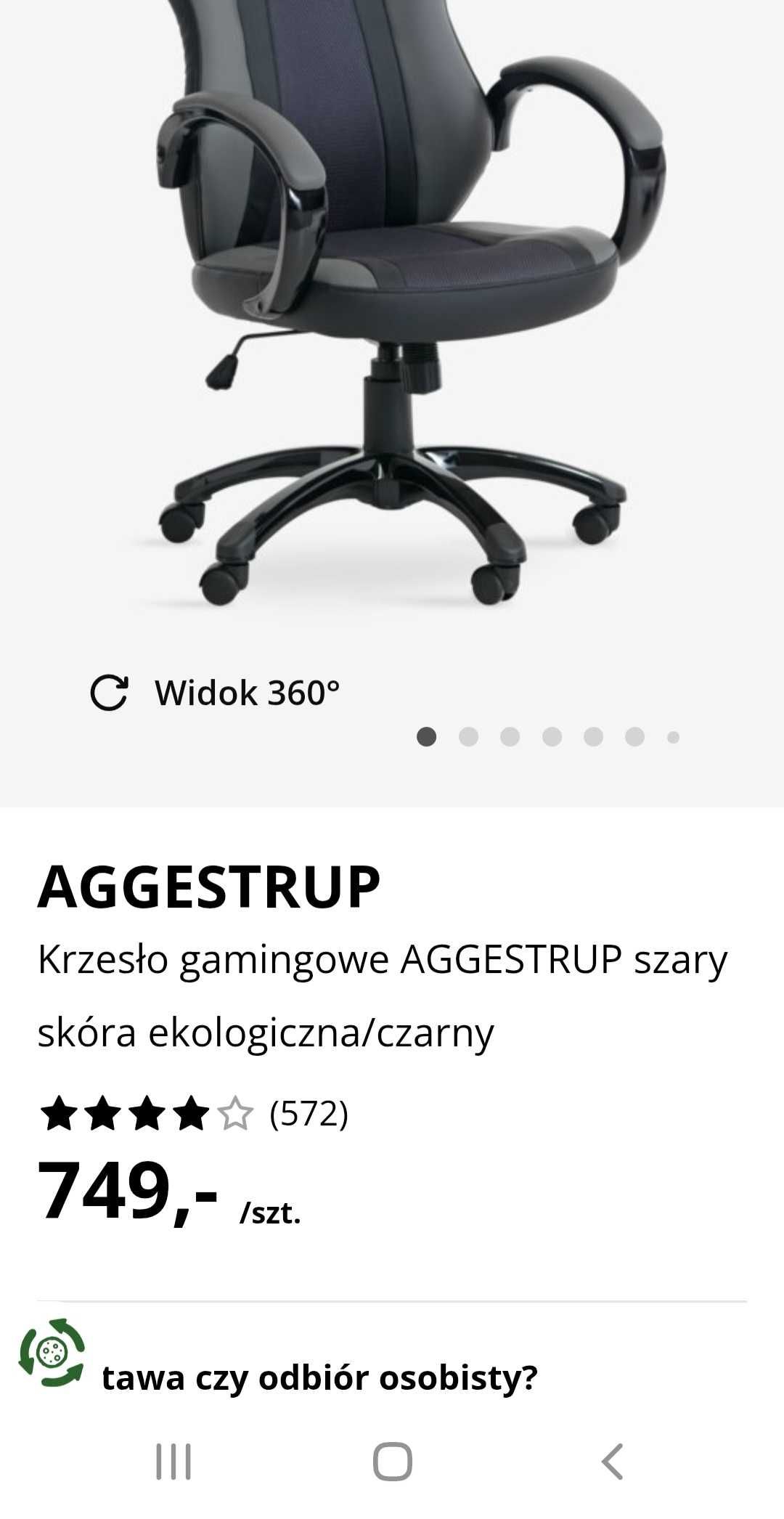 Krzesło gamingowe AGGESTRUP szary/czarny nowe