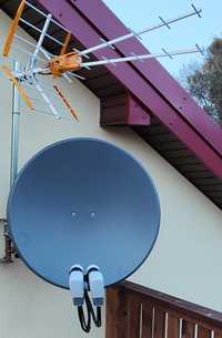 Montaż ustawienie anteny satelitarnej, naziemnej również naprawa