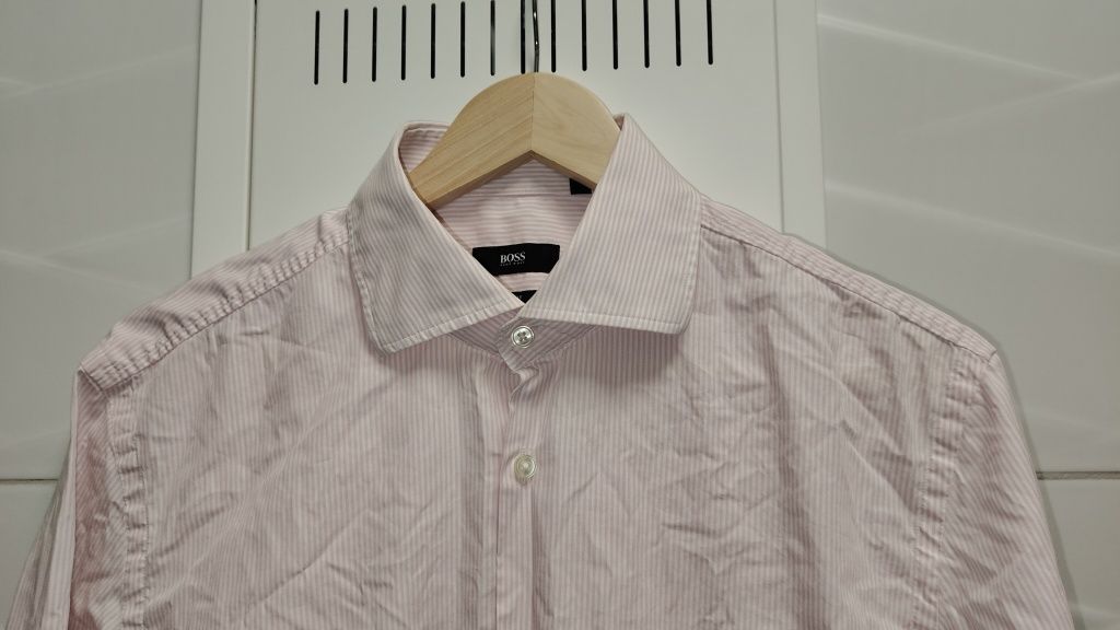 Koszula Hugo Boss r. 41 / 16 Slim Fit róż paski
