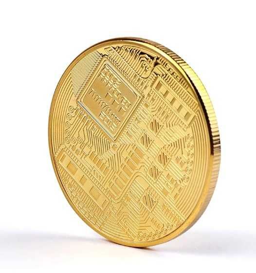 Позолочена Біткойн монета Колекційна криптомонета подарунок