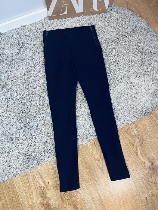 Granatowe legginsy eleganckie grube damskie rosm S